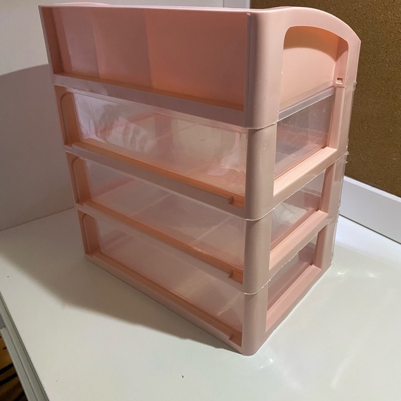 Pink Three Drawer Organizer w/ Top Storage Cosmetic Makeup - Picture 5 of 5